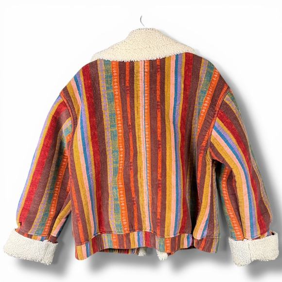Free People We the Free Corrigan Cozy Corduroy Sherpa Jacket in Brown Multi - Picture 3 of 5